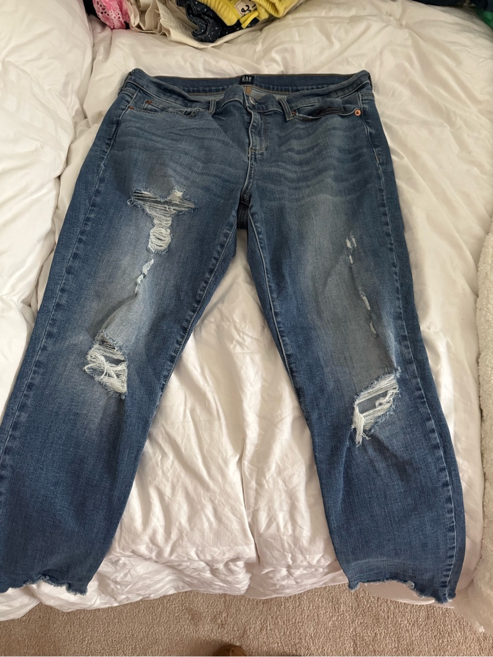 GAP Women's Skinny Distressed Blue Jeans